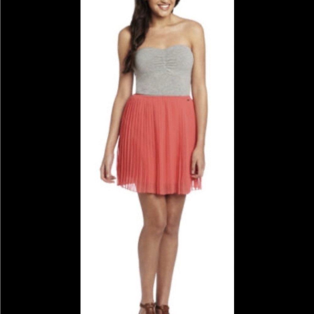 Roxy Strapless Dress in Gray and Coral